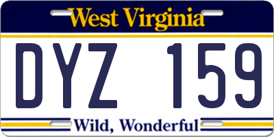 WV license plate DYZ159
