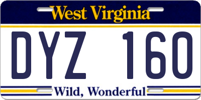 WV license plate DYZ160
