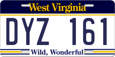 WV license plate DYZ161