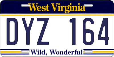 WV license plate DYZ164