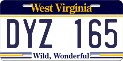 WV license plate DYZ165