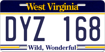 WV license plate DYZ168