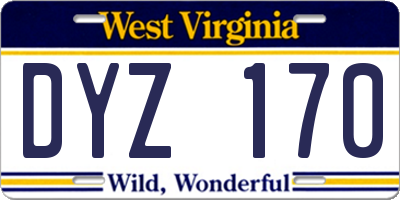 WV license plate DYZ170