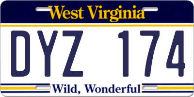 WV license plate DYZ174