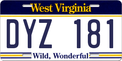 WV license plate DYZ181