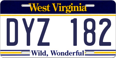WV license plate DYZ182