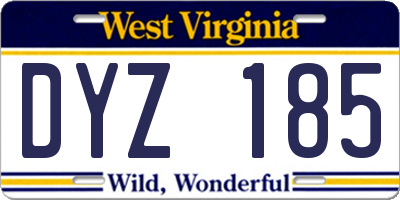 WV license plate DYZ185