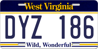 WV license plate DYZ186