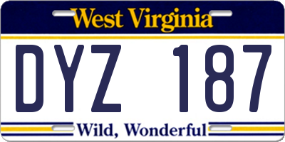 WV license plate DYZ187