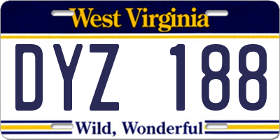 WV license plate DYZ188