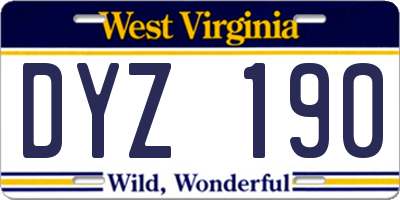 WV license plate DYZ190