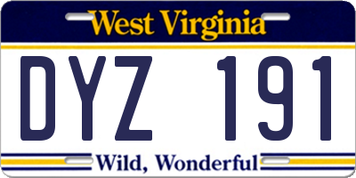 WV license plate DYZ191