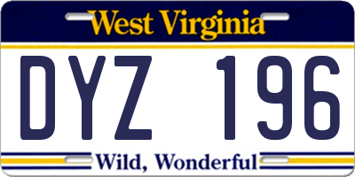 WV license plate DYZ196