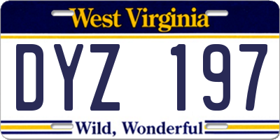 WV license plate DYZ197