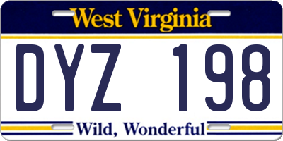 WV license plate DYZ198