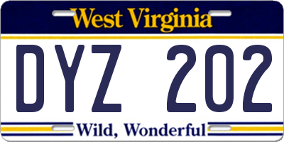 WV license plate DYZ202