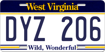 WV license plate DYZ206