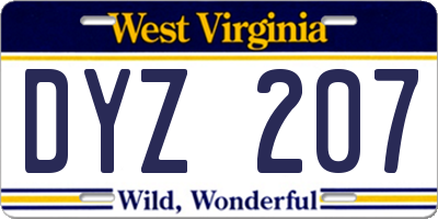 WV license plate DYZ207