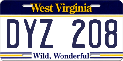 WV license plate DYZ208