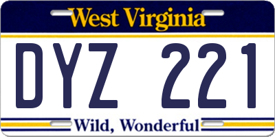 WV license plate DYZ221