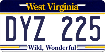 WV license plate DYZ225