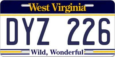 WV license plate DYZ226