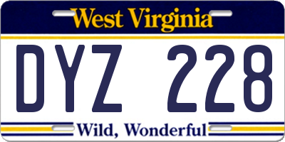 WV license plate DYZ228