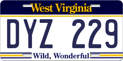 WV license plate DYZ229