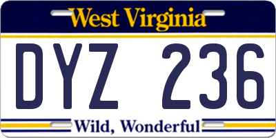 WV license plate DYZ236