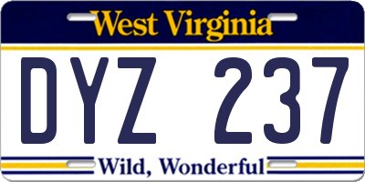 WV license plate DYZ237