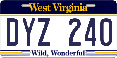 WV license plate DYZ240