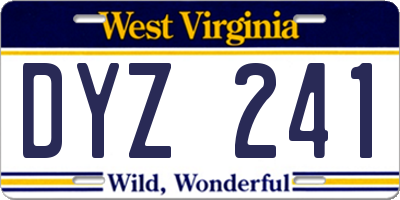 WV license plate DYZ241