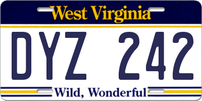 WV license plate DYZ242
