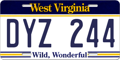 WV license plate DYZ244