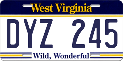 WV license plate DYZ245