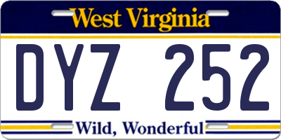 WV license plate DYZ252
