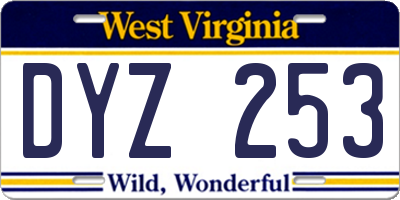 WV license plate DYZ253