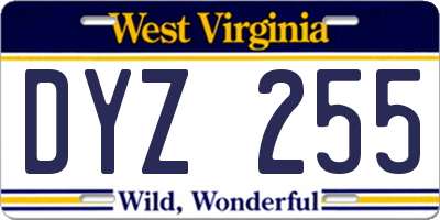 WV license plate DYZ255