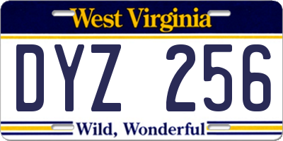 WV license plate DYZ256