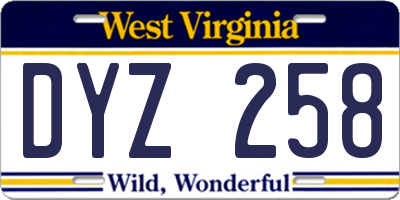 WV license plate DYZ258