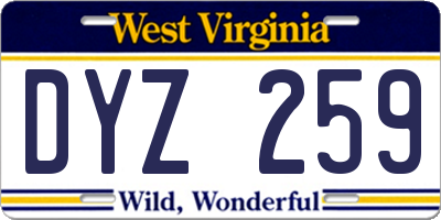 WV license plate DYZ259