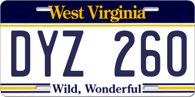 WV license plate DYZ260