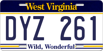 WV license plate DYZ261