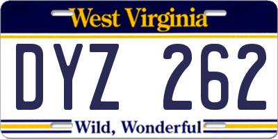 WV license plate DYZ262