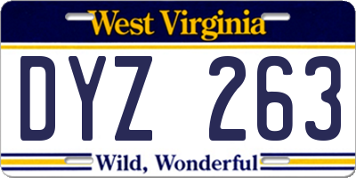 WV license plate DYZ263