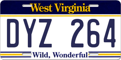 WV license plate DYZ264