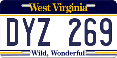 WV license plate DYZ269