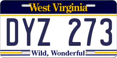 WV license plate DYZ273