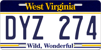 WV license plate DYZ274