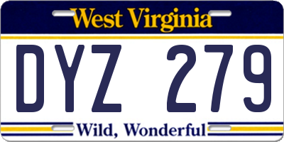 WV license plate DYZ279
